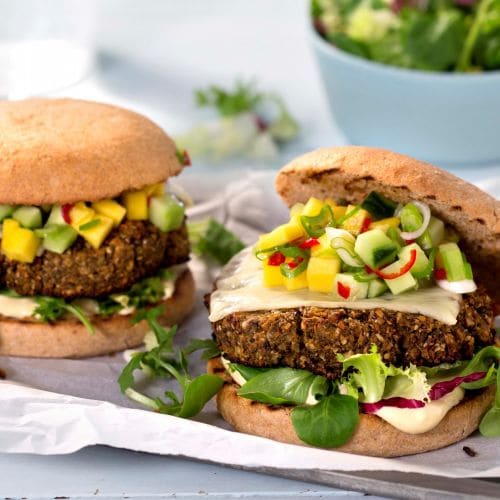 Brokkoliburger med mangosalsa 