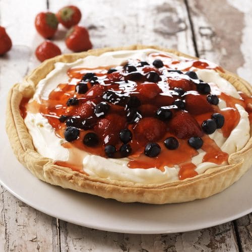 Lett dessertpai med mager vaniljekesam