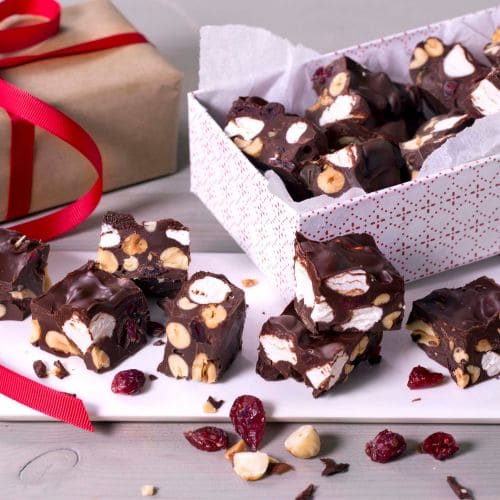 Rocky road med mørk sjokolade