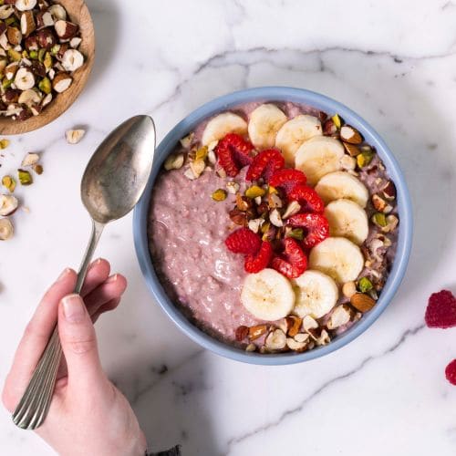 Smoothiegrøt med bringebær