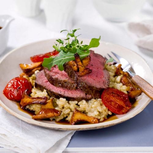 Helstekt indrefilet med sopprisotto