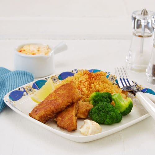 Spicy fiskepinner med couscous