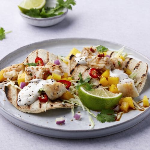 Taco med soyaglasert torsk