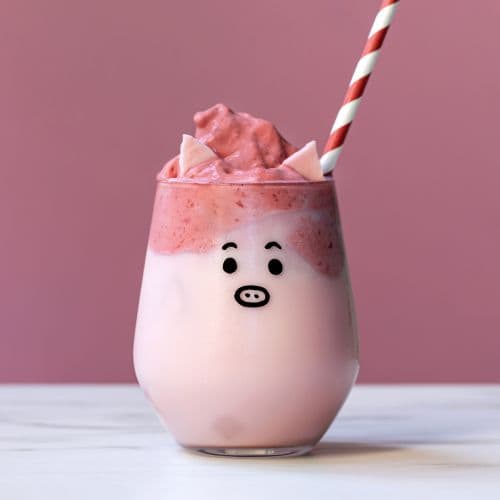 Piggy Whipped Milk med Litago® og frossen bringebærkrem