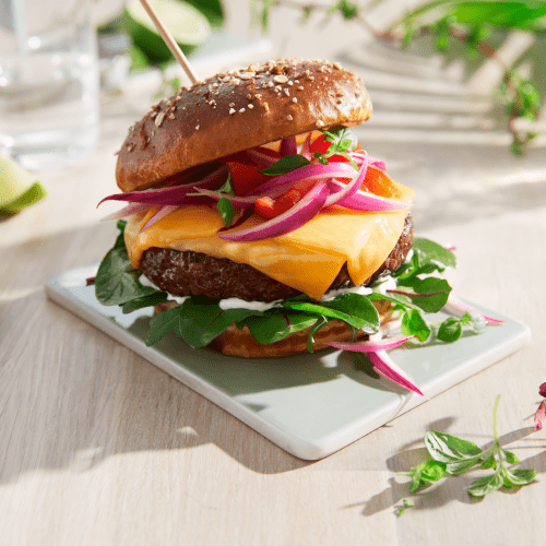 Grillet burger med cheddar