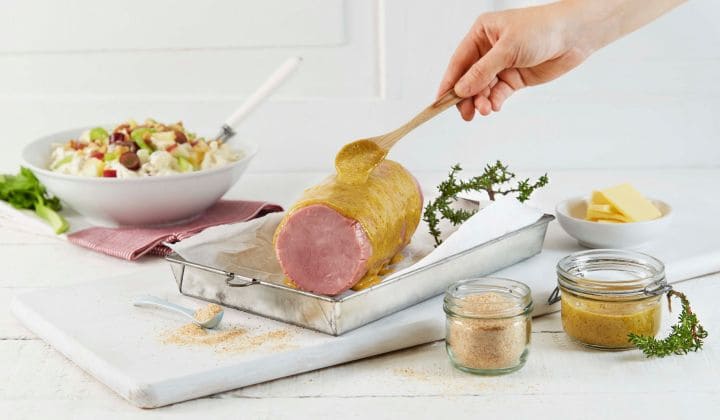 Gratinert juleskinke og Waldorfsalat