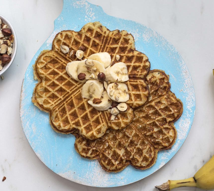Proteinvafler med banan og havregryn
