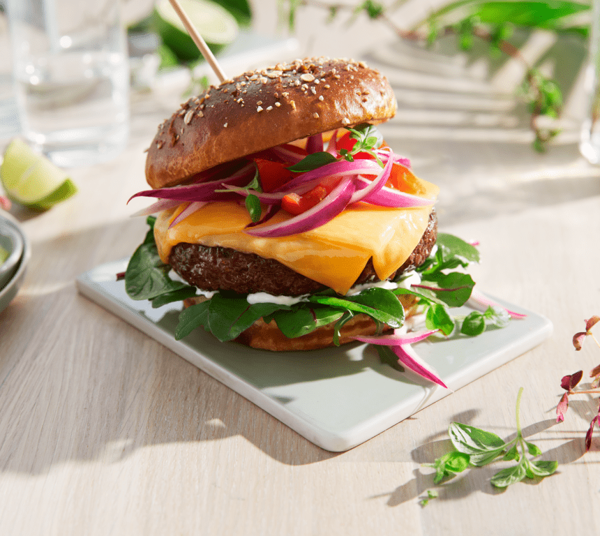 Grillet burger med cheddar