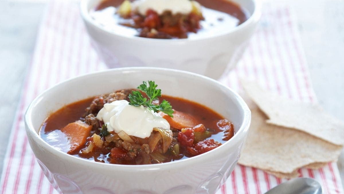 Rask suppe med kjøttdeig
