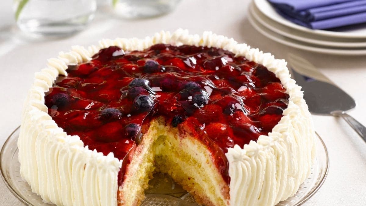 Gelékake med krem