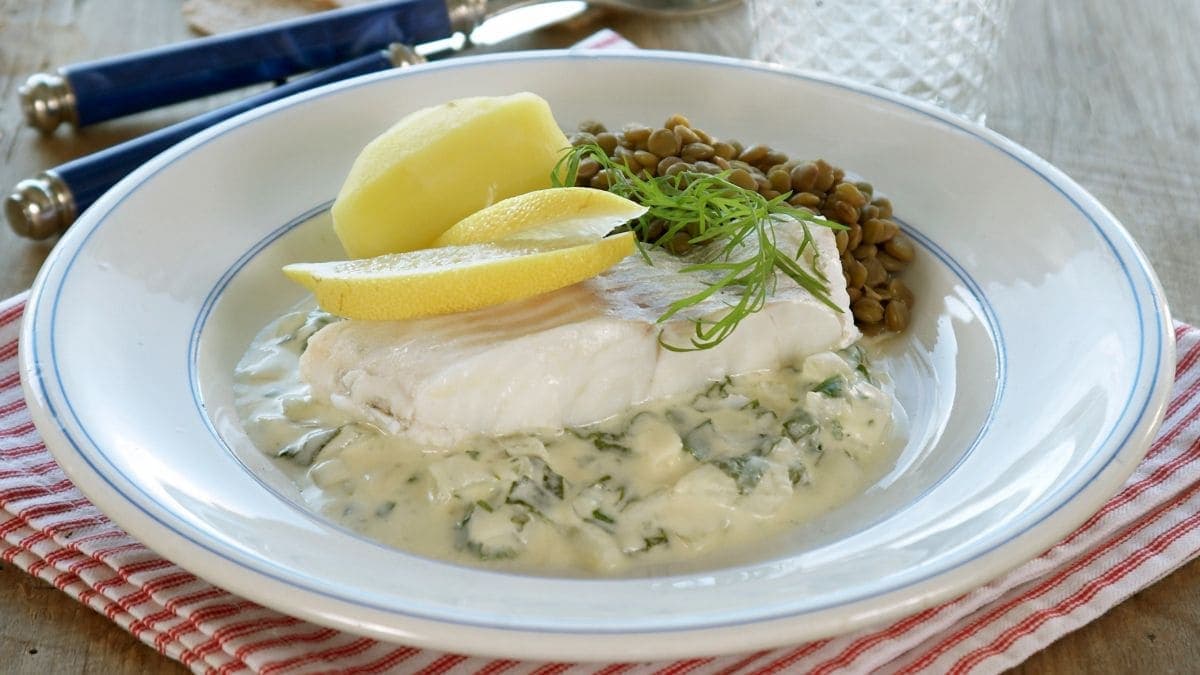 Fisk med spinatsaus
