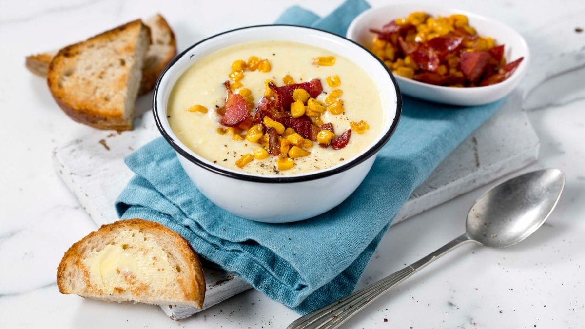 Maissuppe med bacon