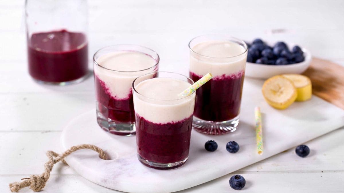 Tolags banan- og blåbærsmoothie