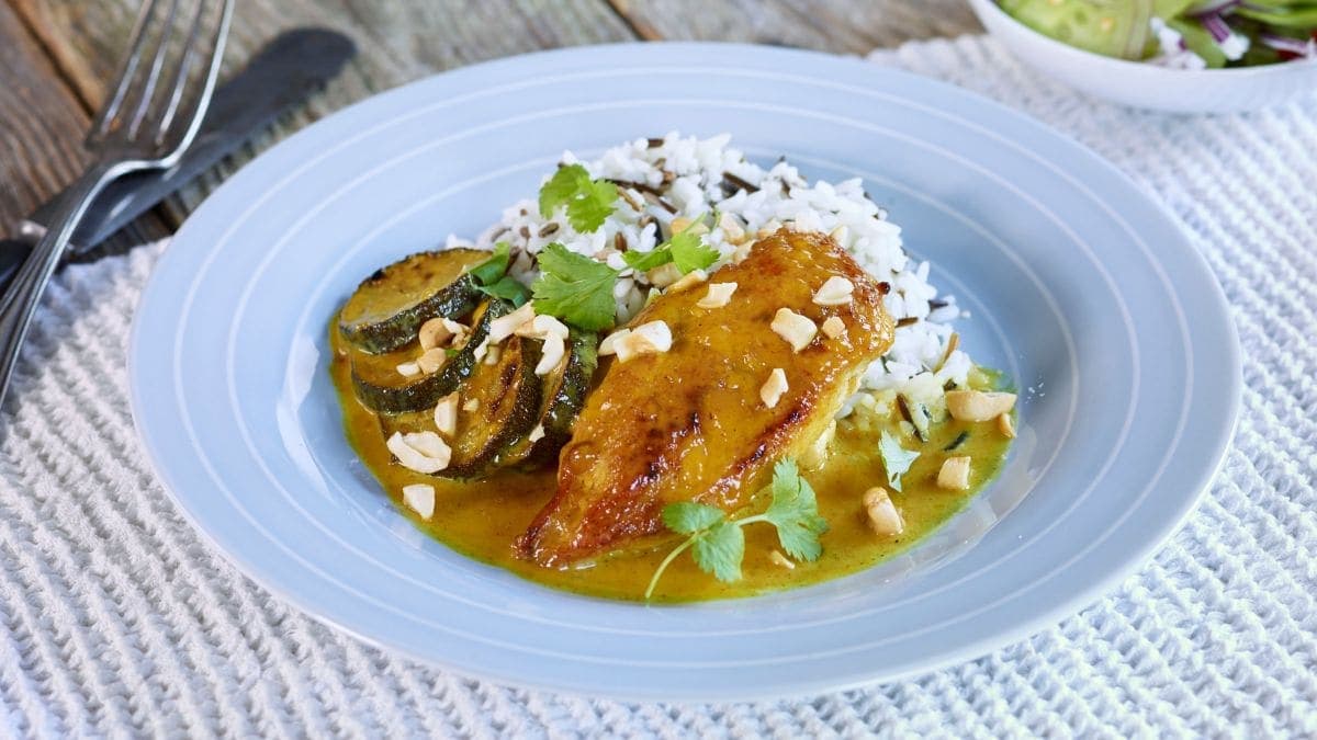 Kylling og squash i mangochutney-saus