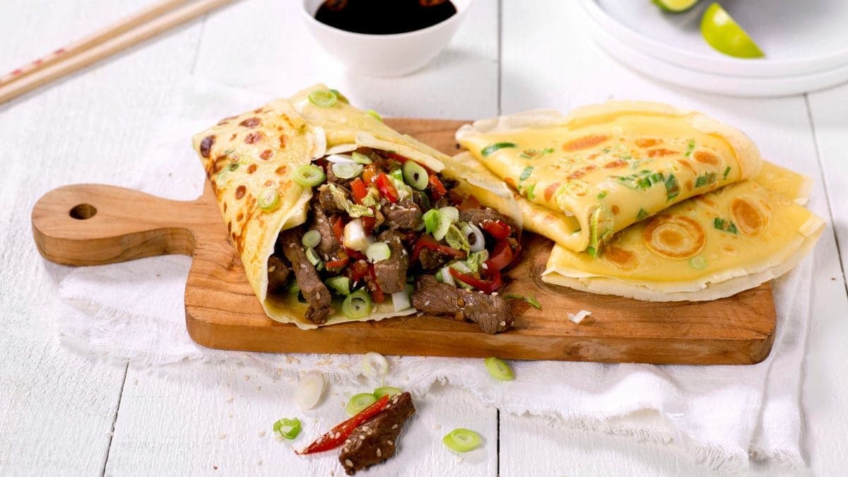 Pannekakewraps med thaibiff