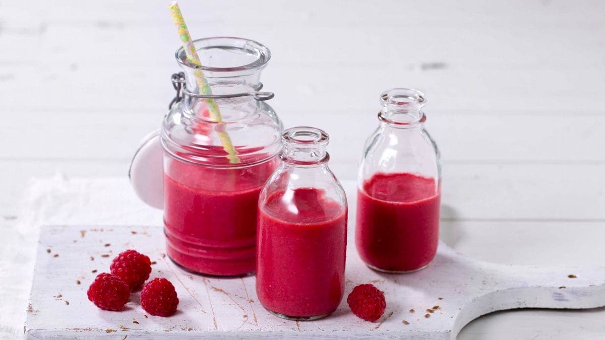Bringebærsmoothie med havregryn