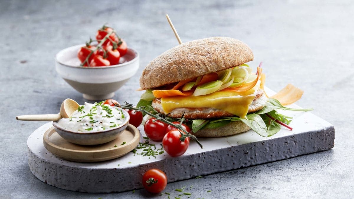 Fiskeburger med cheddar