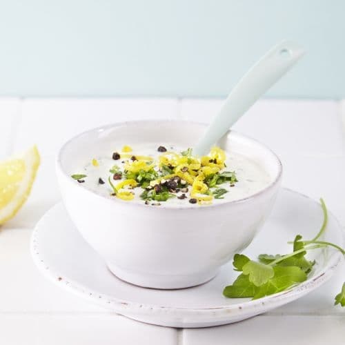 Frisk dressing med Cottage Cheese og sitron