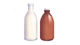 Gamle melkeflasker, hvit og brun