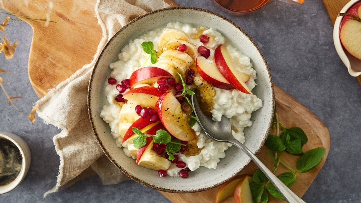 Cottage cheese vanilje med frukt og honning