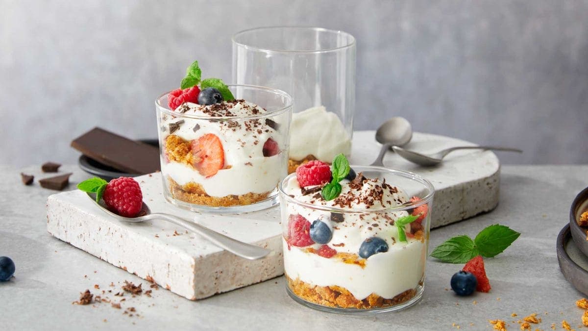 Hverdagsdessert med proteinrik vaniljekesam