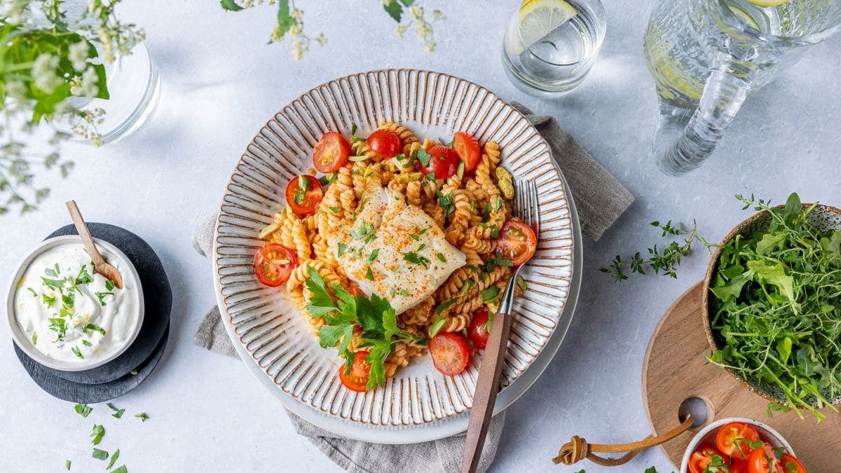 Kremet pasta med torsk