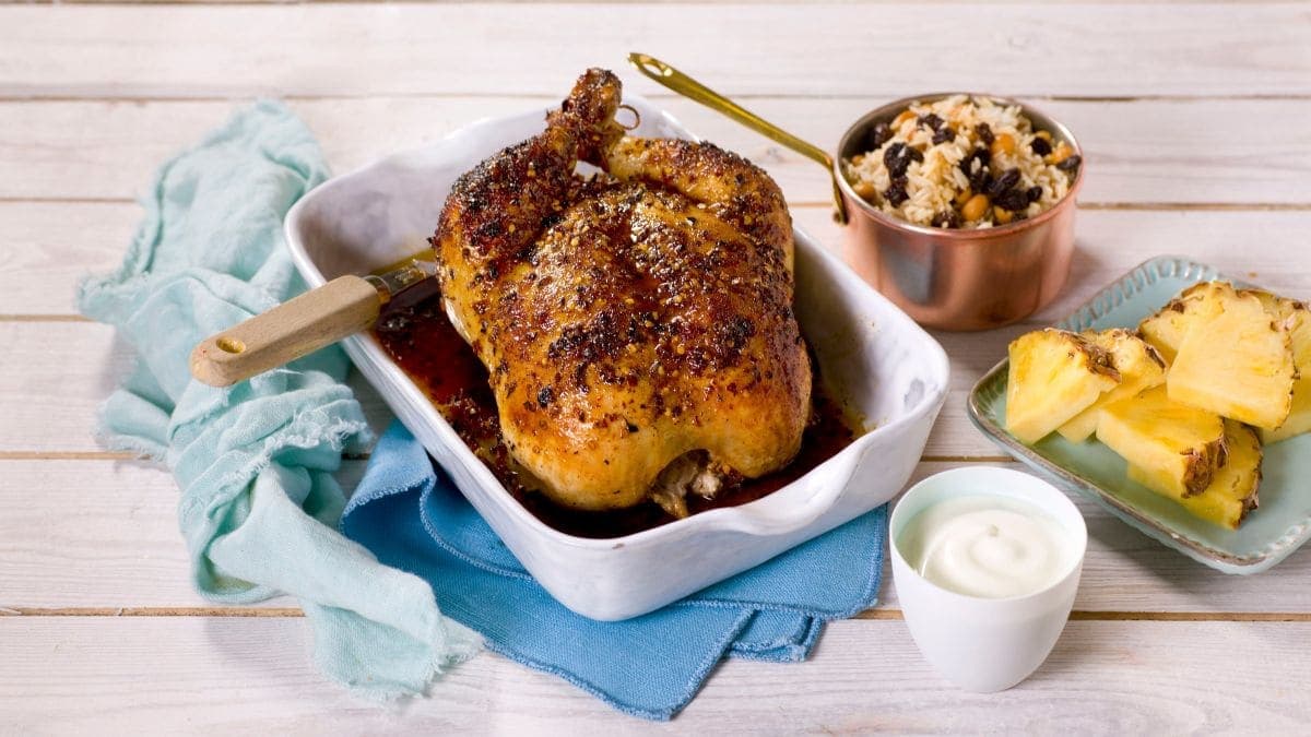 Helstekt piri piri-kylling med ris