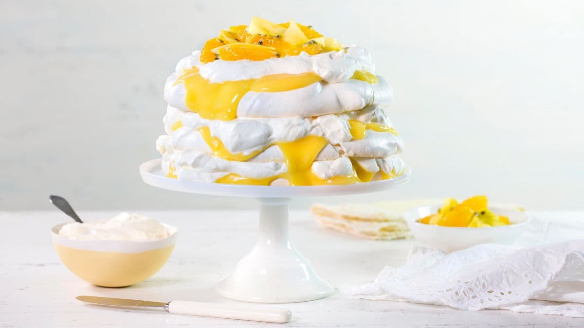 Trelags pavlova med krem og lemon curd