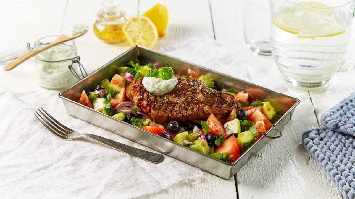 Grillede lammeskiver med gresk vri