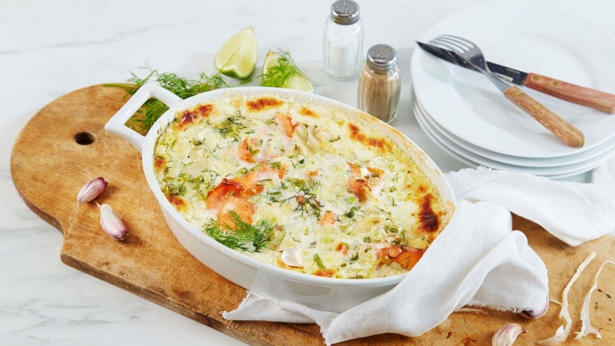 Potetform med røkelaks