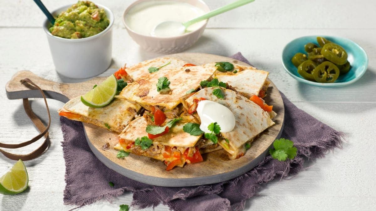 Quesadillas med pulled pork og guacamole