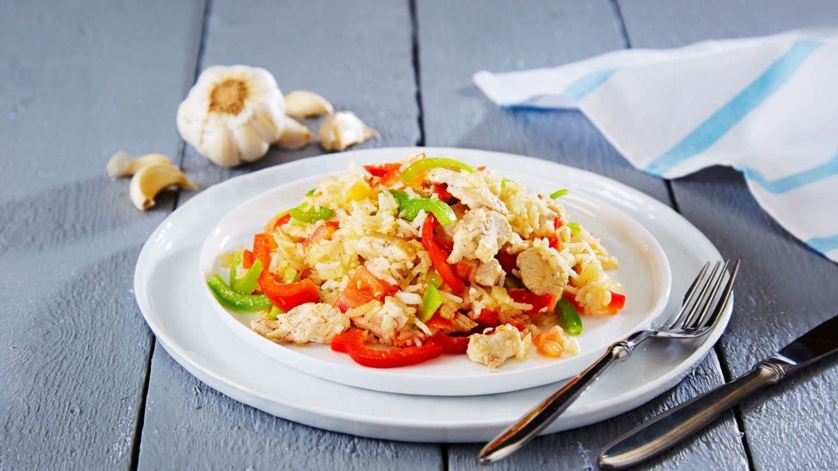Stekt ris med kylling