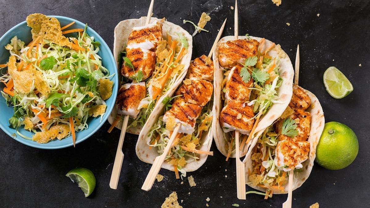 Fiske-taco med kveite og ostechips