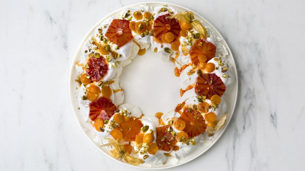 Pavlova-krans med appelsin