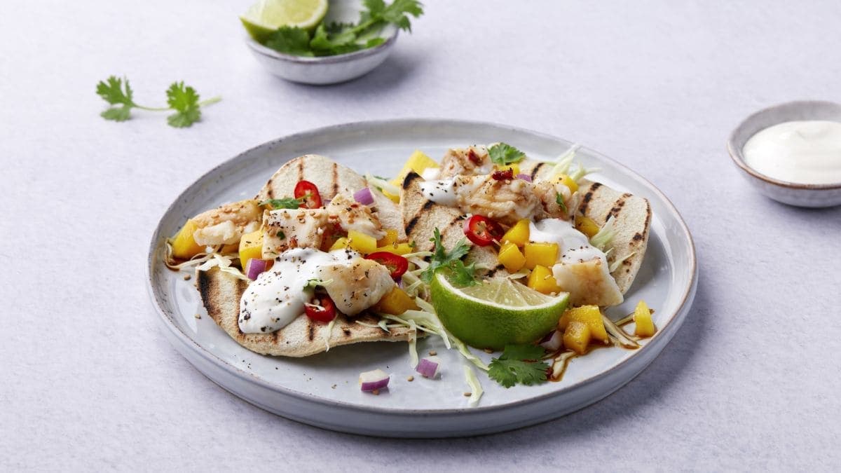 Taco med soyaglasert torsk