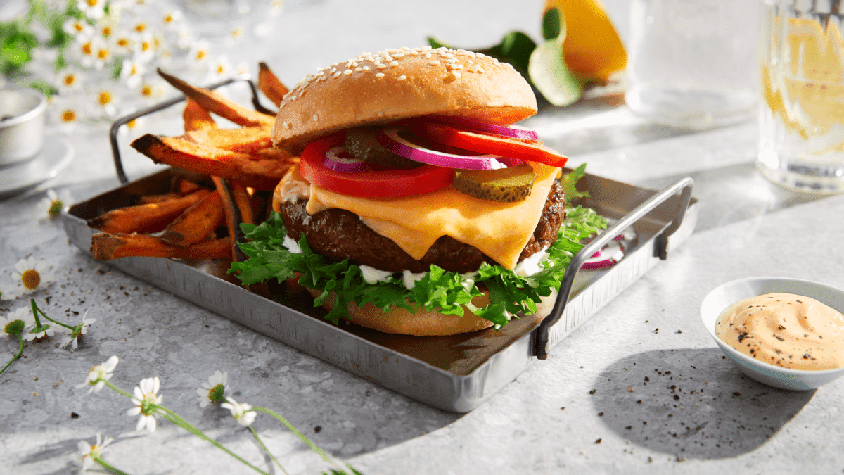 Hamburger med cheddar