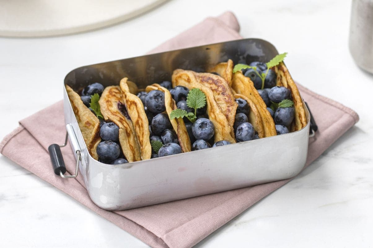 Turpannekaker med eple og blåbær