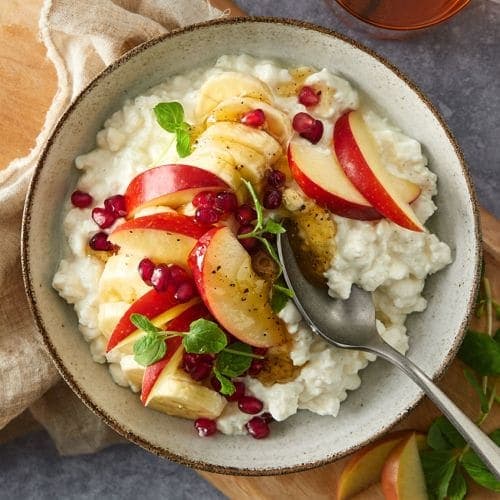Cottage cheese vanilje med frukt og honning