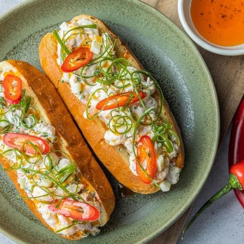 Bagett med spicy rekesalat