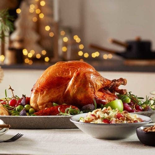 Helstekt kalkun med Waldorfsalat