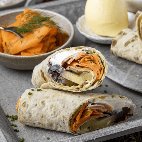 Lefserull med gravet gulrot