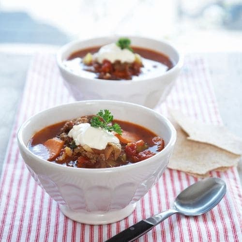 Rask suppe med kjøttdeig