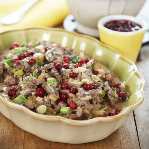 Reinskavgryte med mandelpotetmos