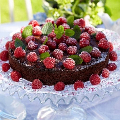 Sjokoladekake med bringebær