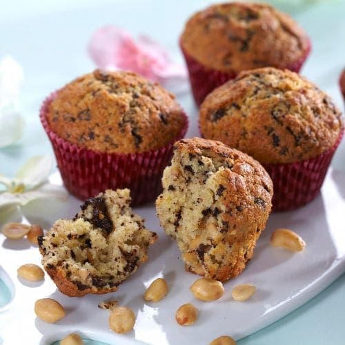 Sjokolade- og peanøttmuffins