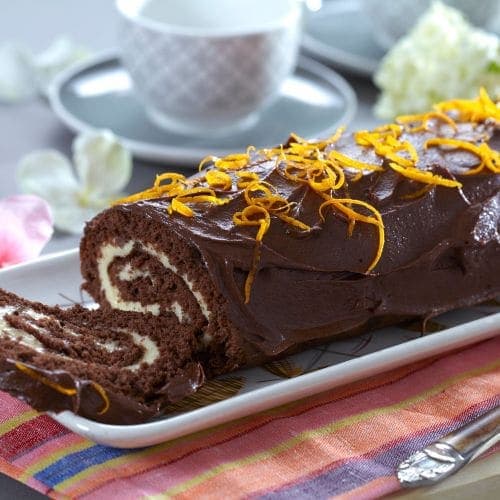 Rullekake med appelsin og sjokolade