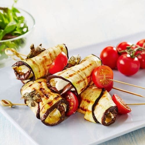 Grillet aubergine med chevre