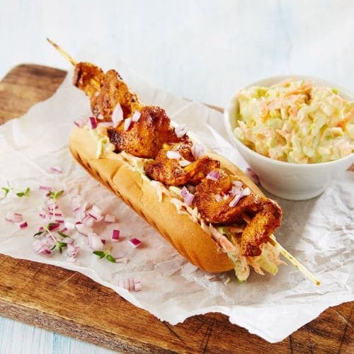 Grillspyd med coleslaw