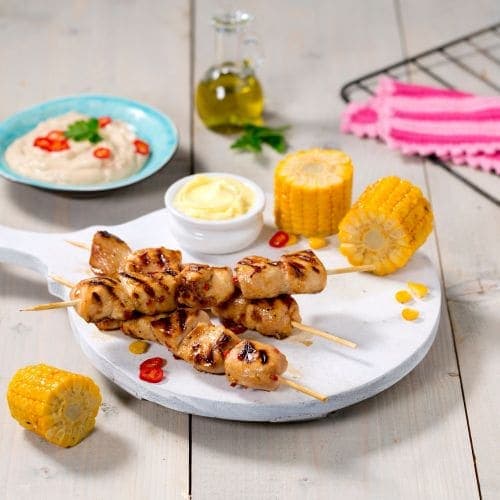 Grillet kyllingsatay med peanøttsaus