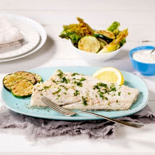 Grillet lettsaltet torsk med grillede grønnsaker